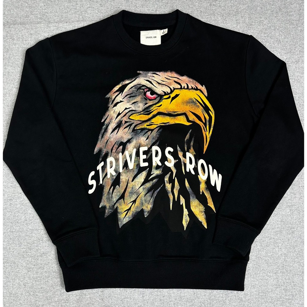 Strivers Row Shadow Eagle Graphic Sweatshirt Mens Size Small Black Crewneck